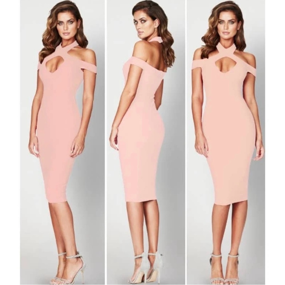 NWT‎ Nookie Women’s Pink Bodycon Cocktail Dress Sleeveless Halter